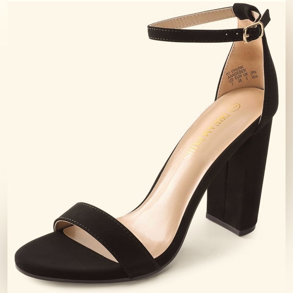 Black Hi-Chunk High Heel Pump Sandal- Size 6